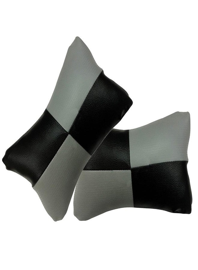 DHANVINE Car Seat Neck Rest Leather Fabric Double Design Square Grey Black Compatible with Ford Ikon